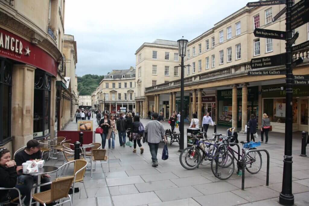 Shops and cafes in Bath such as Pret a manger