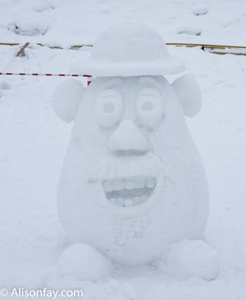 Mr Potato Head Snow Sculpture at the 59th Asahikawa Snow Festival