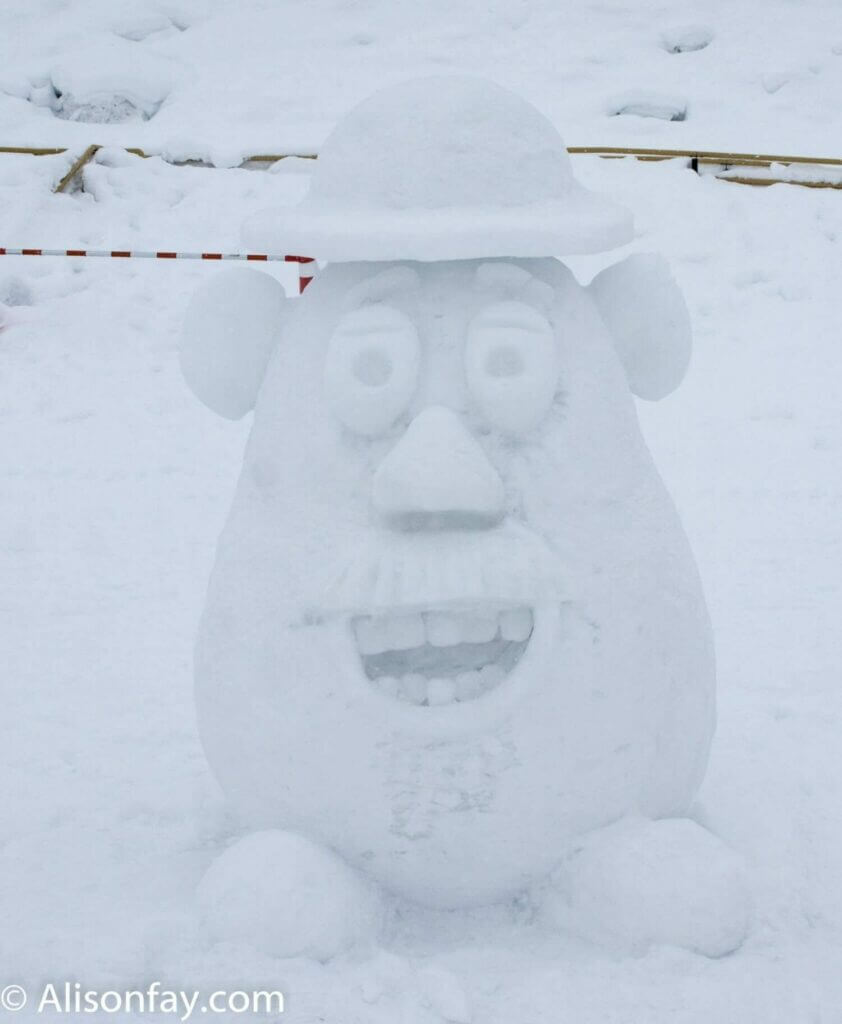 Mr Potato Head Snow Sculpture at the 59th Asahikawa Snow Festival