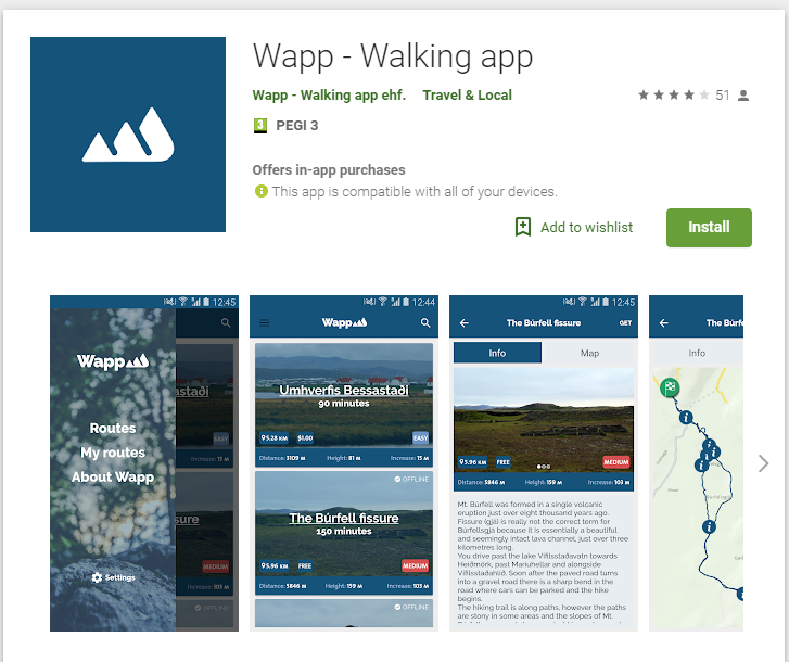 Wapp Walking Trail App for Roadtripping in Iceland