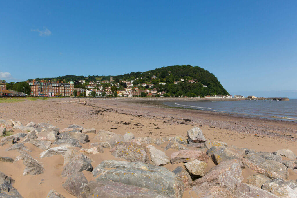Minehead Beach in Somerset on a sunny day